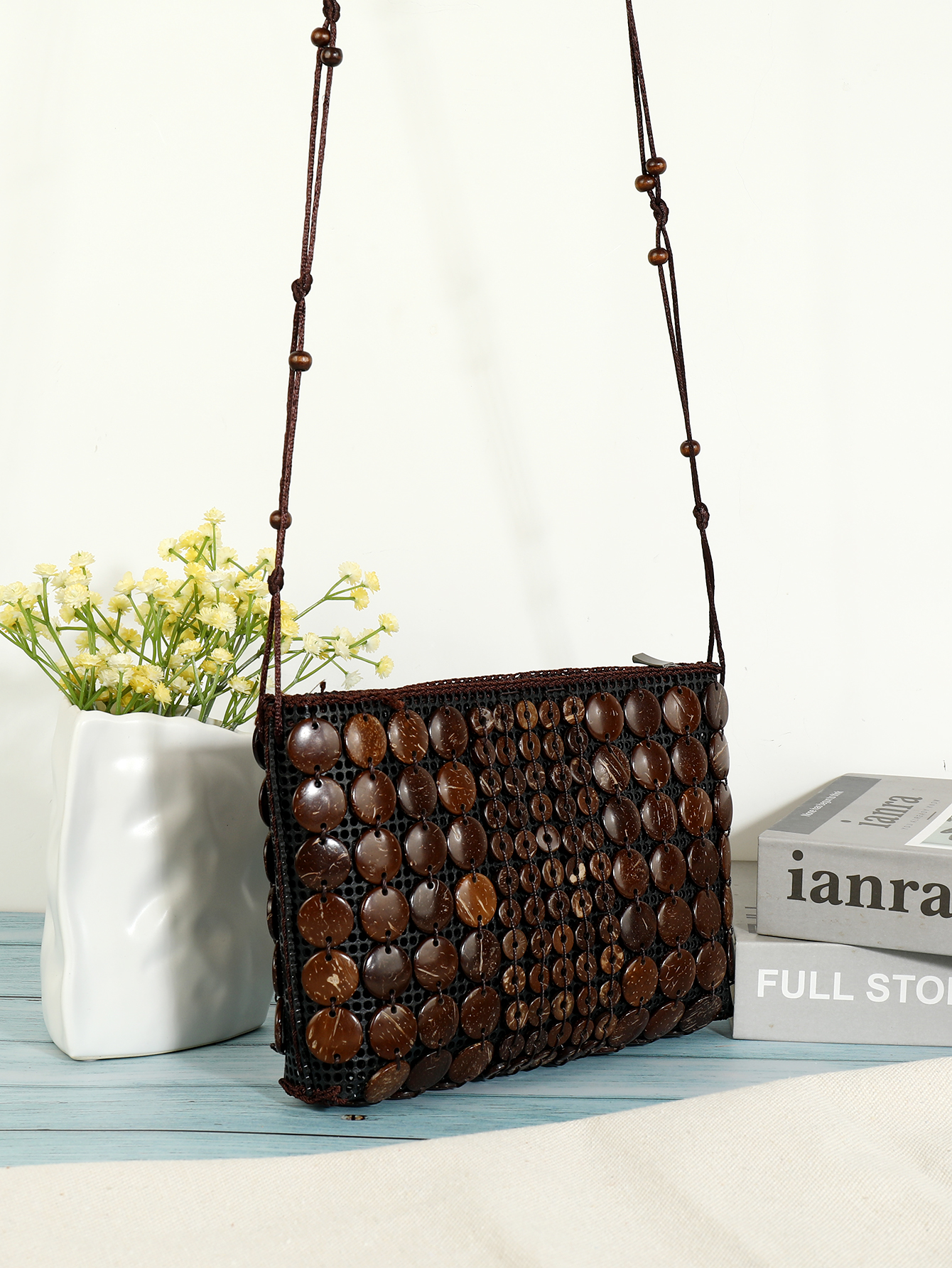 Boho tropical style ethnic style handmade coconut shell beaded bag Fu Coconut-530