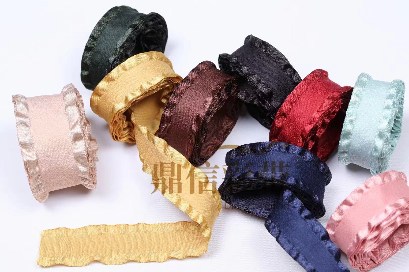 Korean fine ribbon wave side band Korean version imported ribbon deerskin velvet ruffled edge handmade DIY hair accessories bow ribbon clothing accessories thumbnail