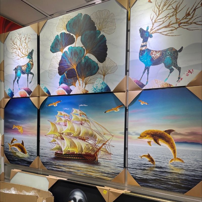 The decorative painting sofa, living room and dining room design are comfortable details Picture
