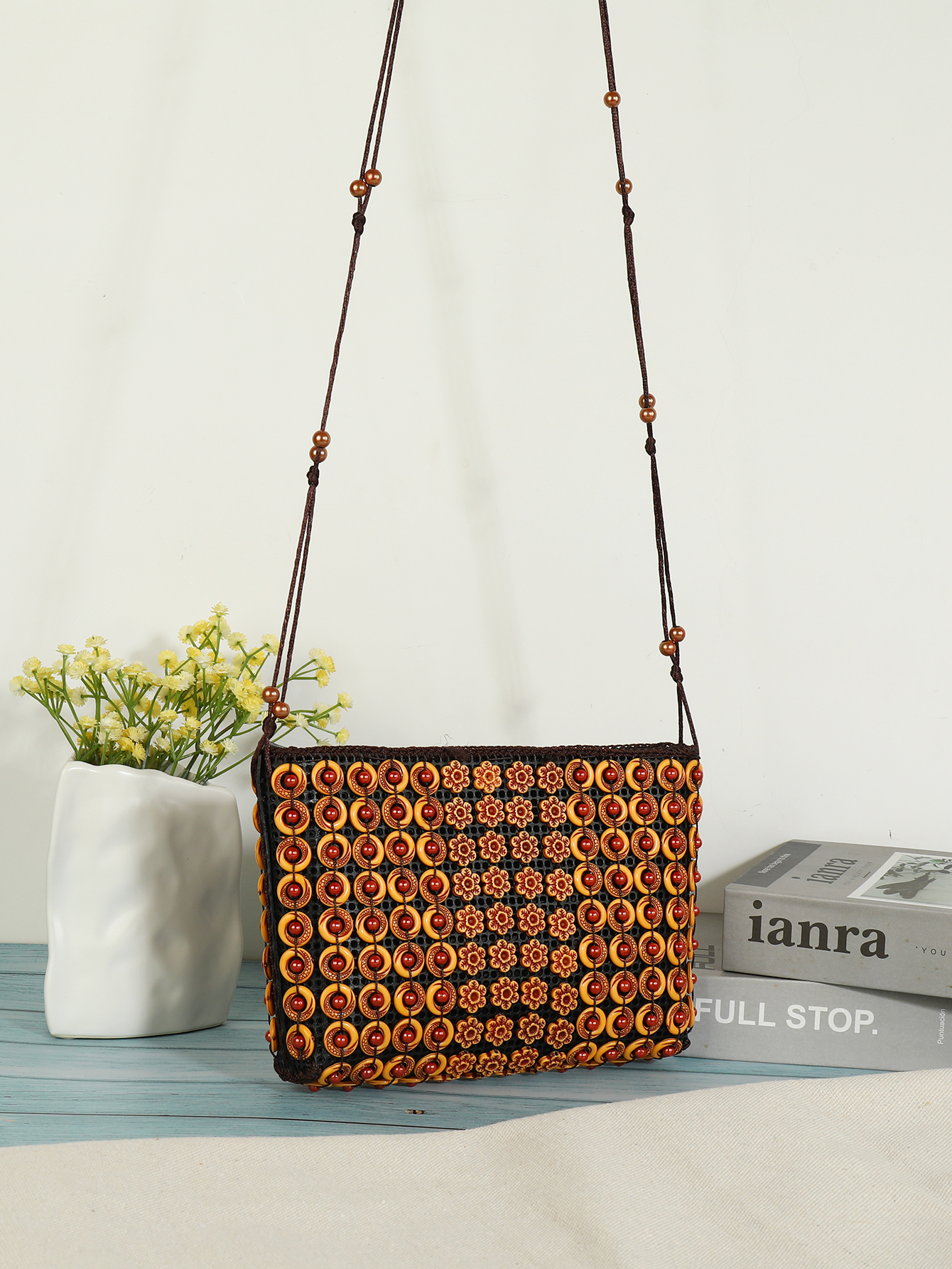 Boho tropical style ethnic style handmade coconut shell beaded bag Fu Coconut-527