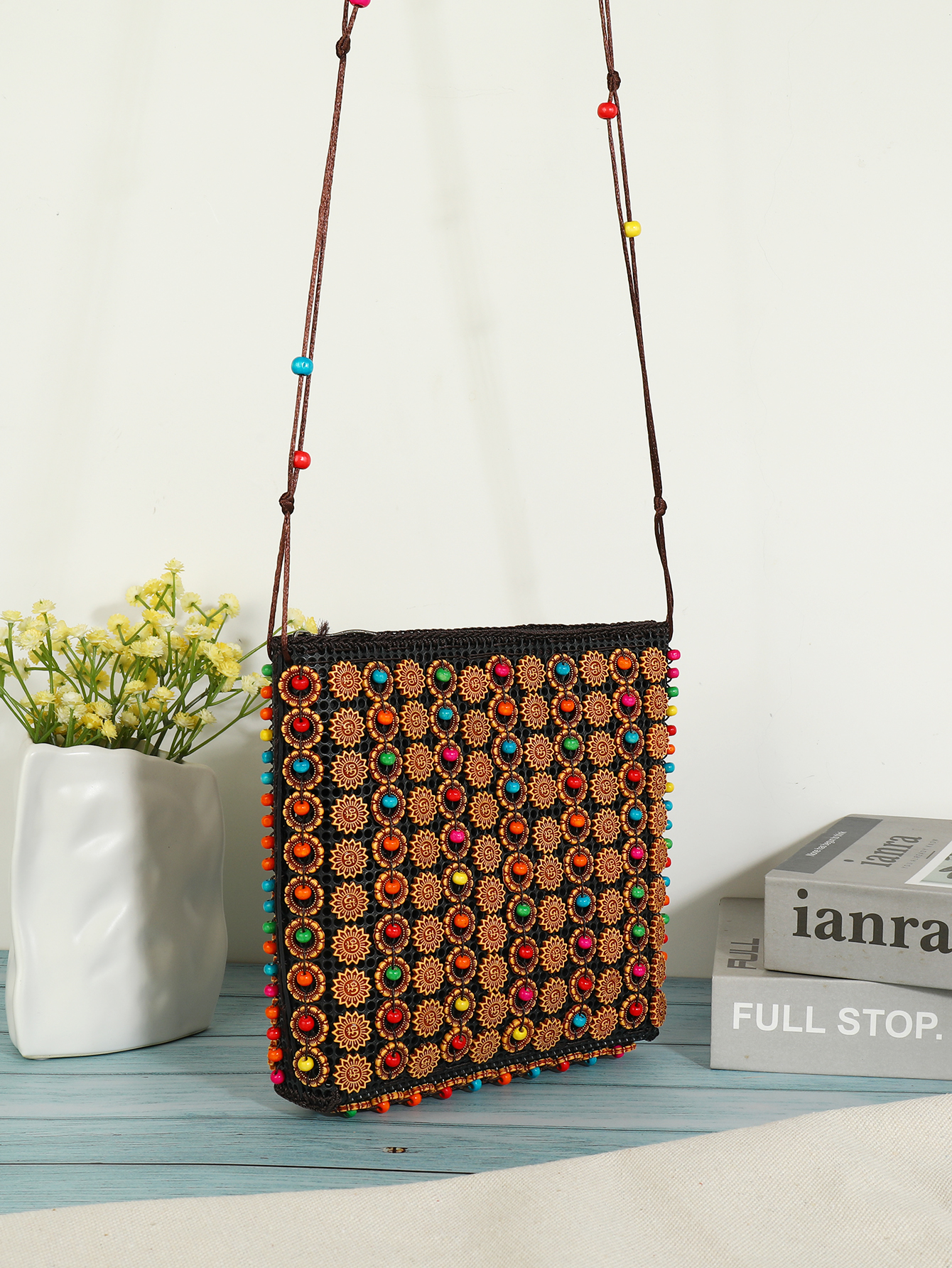 Boho tropical folk style handmade resin beaded bag Fu Coconut Coconut 531