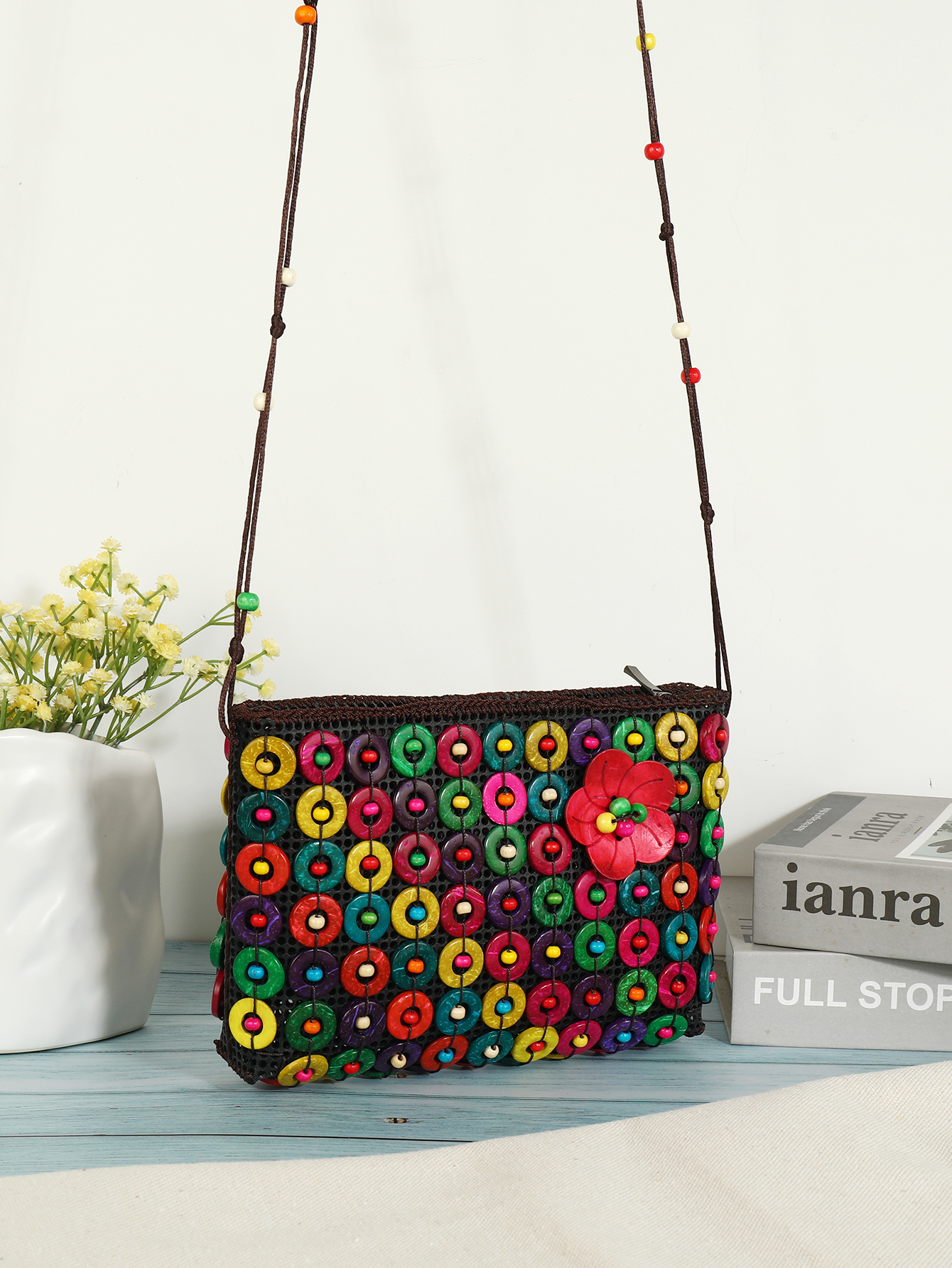 Boho tropical style ethnic style handmade coconut shell beaded bag Fu Coconut-529