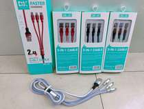 1.2m intercolored woven bullet head one drag three data lines