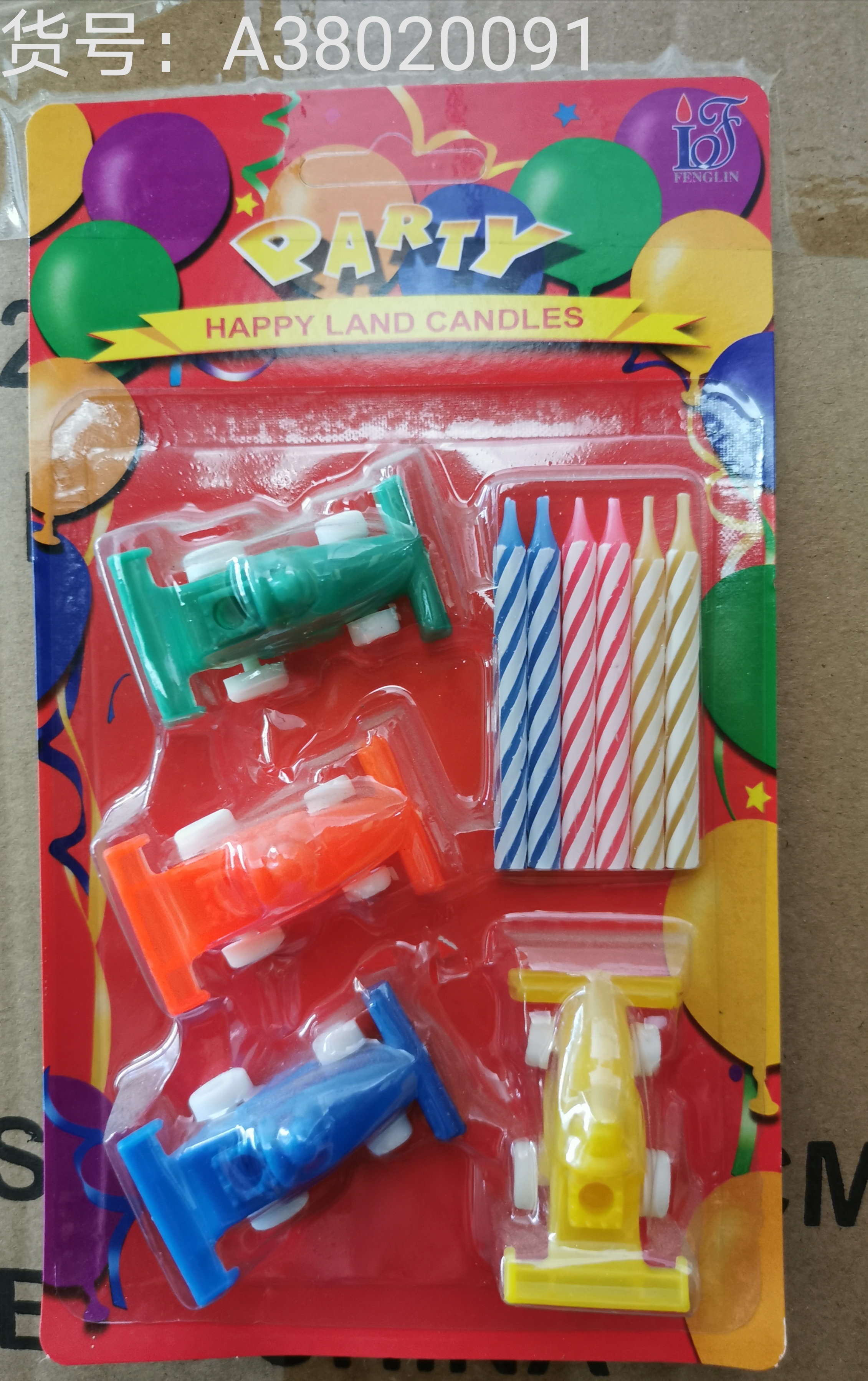 6-piece threaded two-color +4 Roadster party Card Birthday Candle