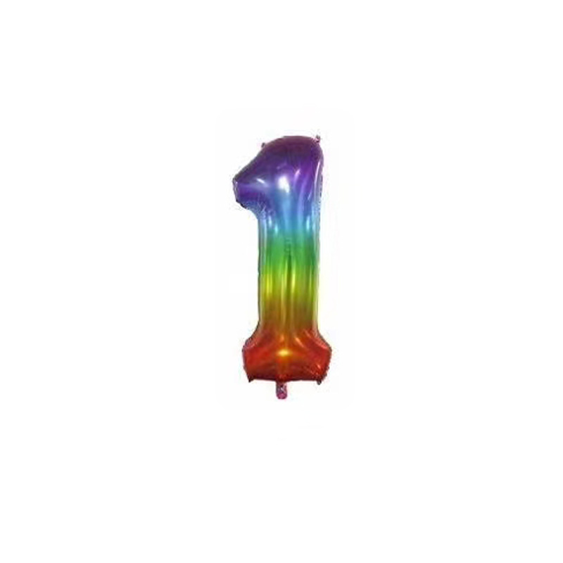 New jelly-colored 40-inch American version digital aluminum film balloon party decoration set rainbow digital aluminum film balloon Specification image