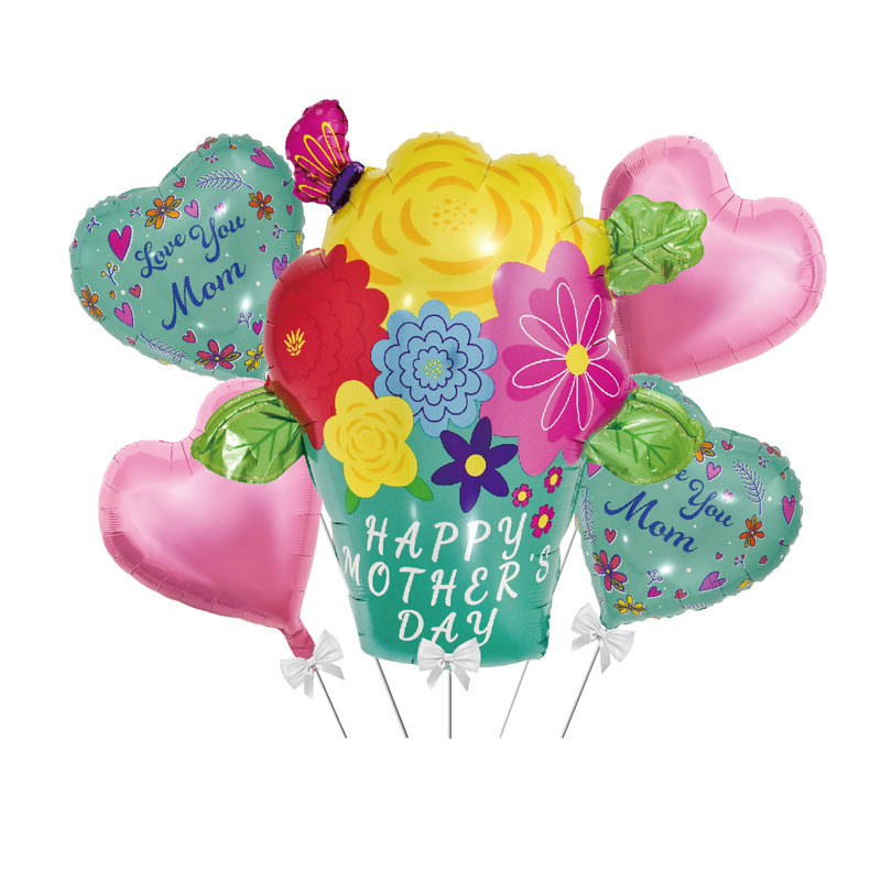 Mother's Day Balloon Party Balloons Cross Border Supply Aluminum Film Balloon Heart Balloon Birthday Party Floating Air Ball