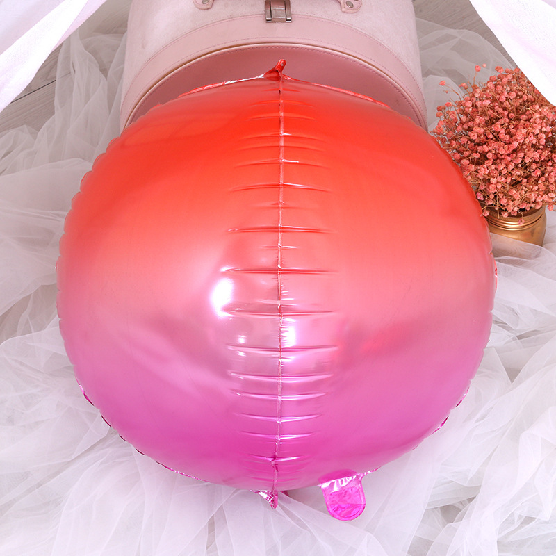Cross-border new 22-inch disco balloon gradient color metal rainbow 4D round aluminum film balloon Specification image
