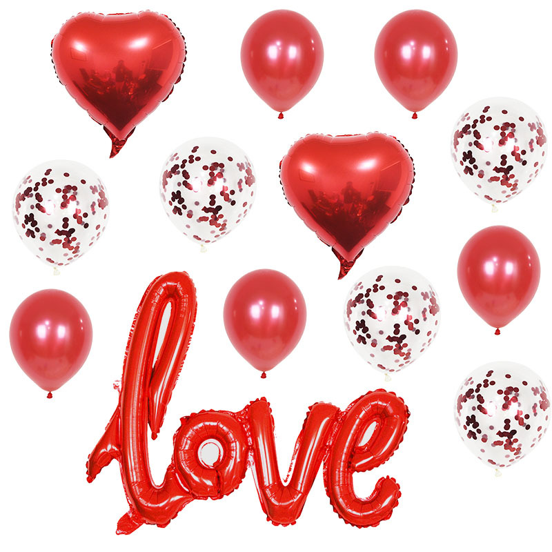 Large one-piece love show aluminum film balloons Valentine wedding decoration wedding room glitter set balloons thumbnail