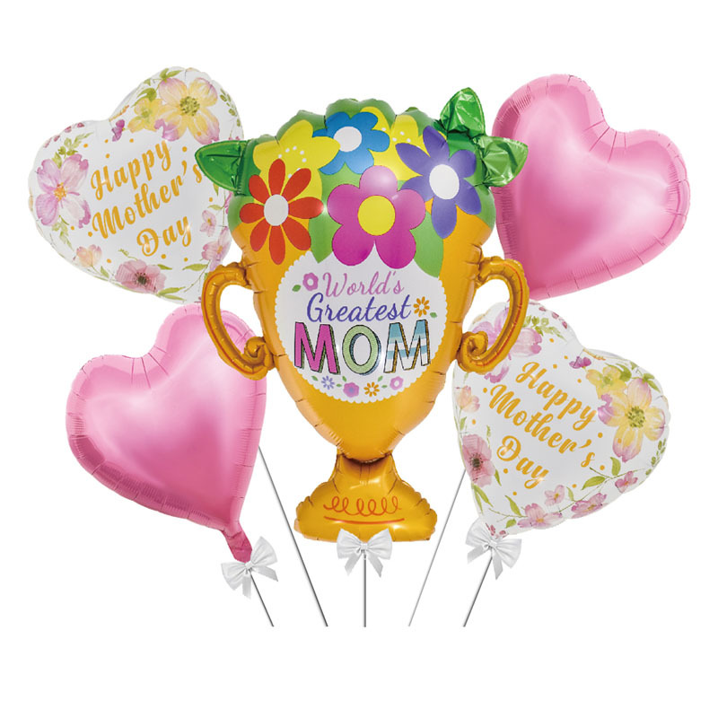 Mother's Day Balloon Party Balloons Cross Border Supply Aluminum Film Balloon Heart Balloon Birthday Party Floating Air Ball Specification drawing