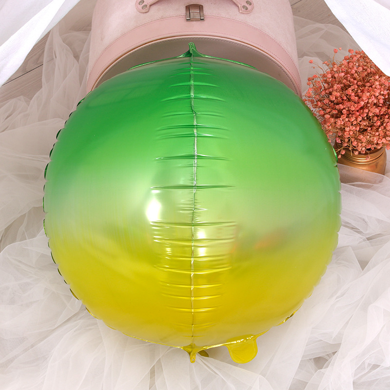 Cross-border new 22-inch disco balloon gradient color metal rainbow 4D round aluminum film balloon details Picture