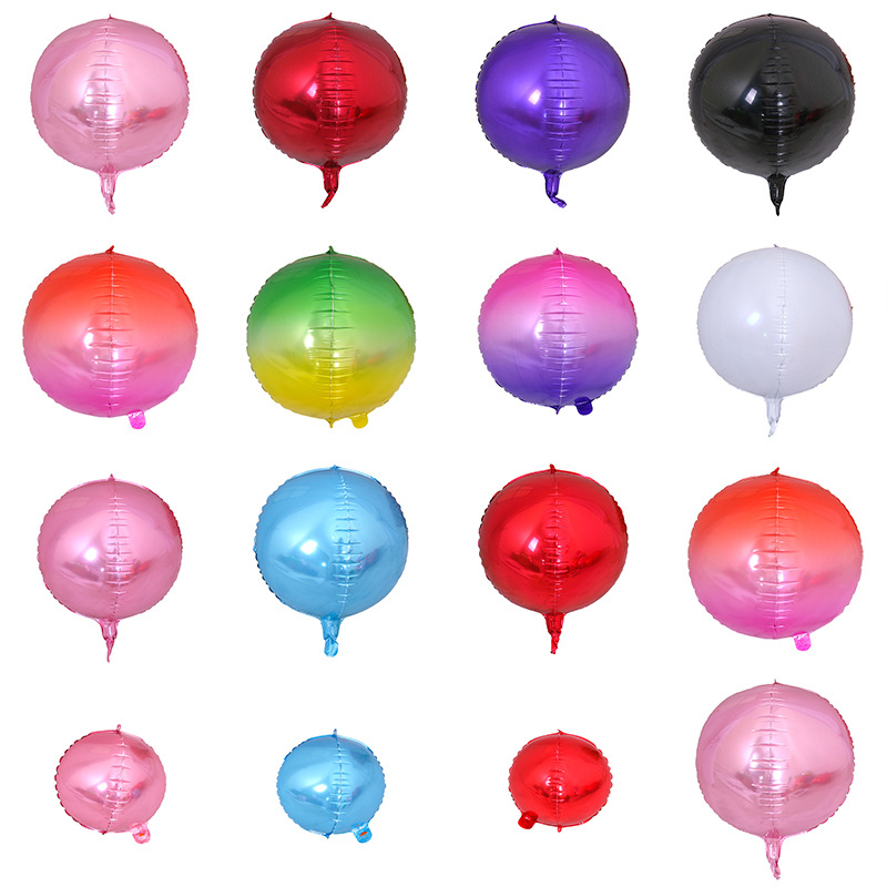 Cross-border new 22-inch disco balloon gradient color metal rainbow 4D round aluminum film balloon