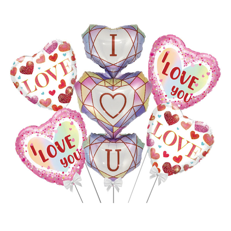 Mother's Day Balloon Party Balloons Cross Border Supply Aluminum Film Balloon Heart Balloon Birthday Party Floating Air Ball details Picture