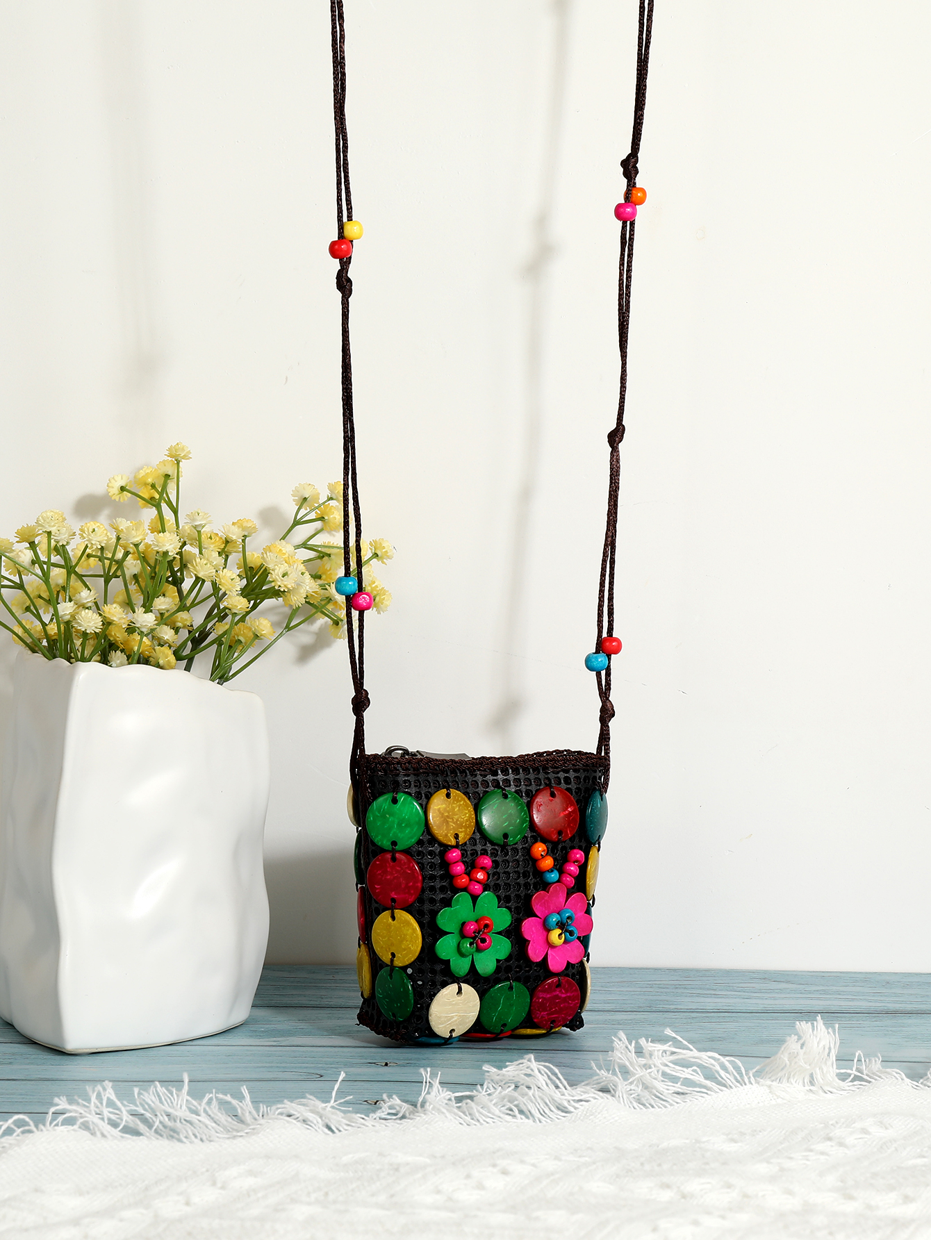 波西米亚民族风纯手工椰壳串珠迷你零钱包包 福椰- 550