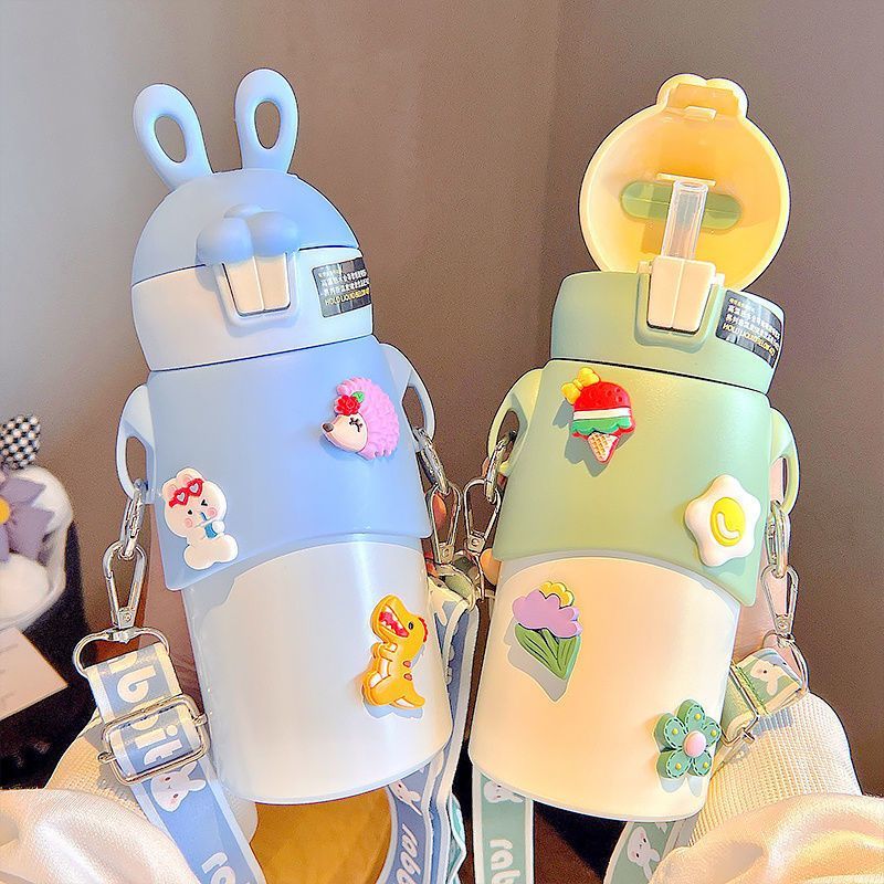 New large-capacity insulated cup, Cute Rabbit Sports Straw cup, 316 stainless steel, high appearance level outdoor portable water cup Specification drawing