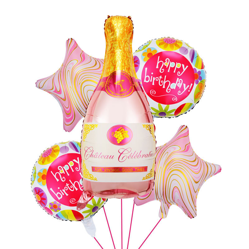 Champagne Bottle 5-Piece Set Aluminum Film Balloon Birthday Party Party Decoration Bottle Balloon Set Application Scenario
