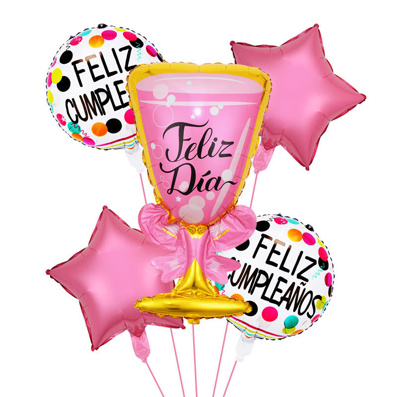 Champagne Bottle 5-Piece Set Aluminum Film Balloon Birthday Party Party Decoration Bottle Balloon Set Item Picture