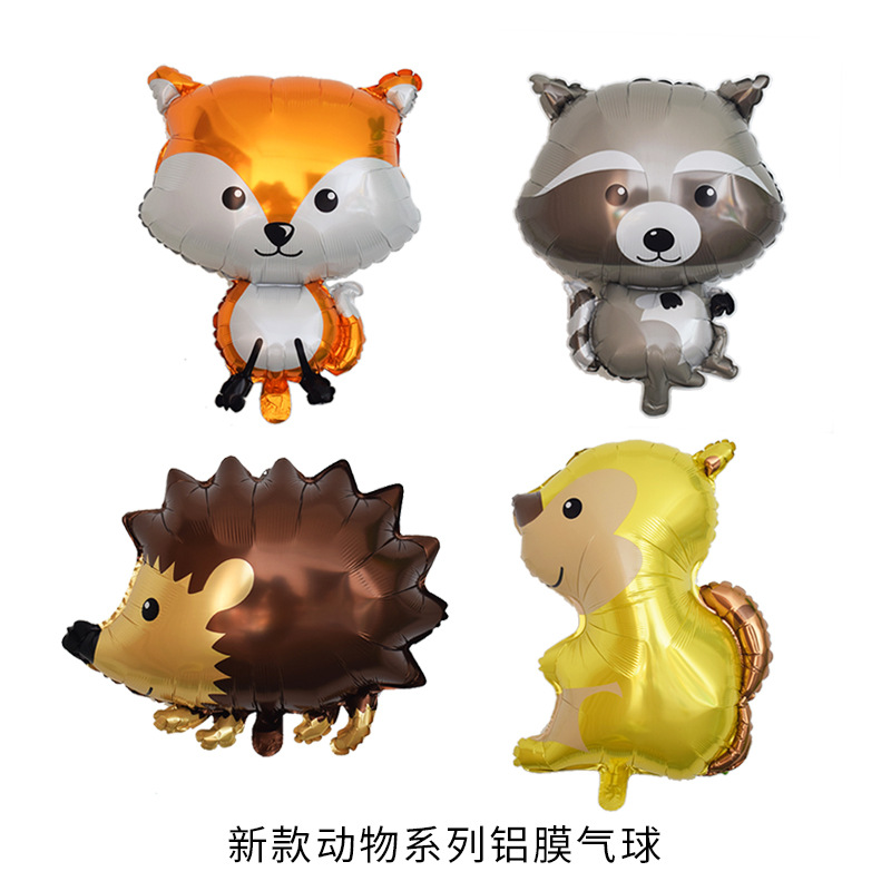Cross Amazon Forest Animal Aluminum Film Balloon Raccoon Fox Squirrel Hedgehog Party Decoration Foil Balloon