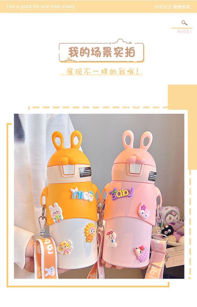 New large-capacity insulated cup, Cute Rabbit Sports Straw cup, 316 stainless steel, high appearance level outdoor portable water cup undefined