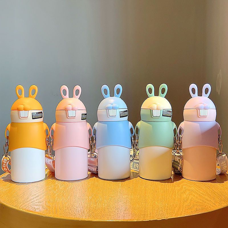 New large-capacity insulated cup, Cute Rabbit Sports Straw cup, 316 stainless steel, high appearance level outdoor portable water cup undefined