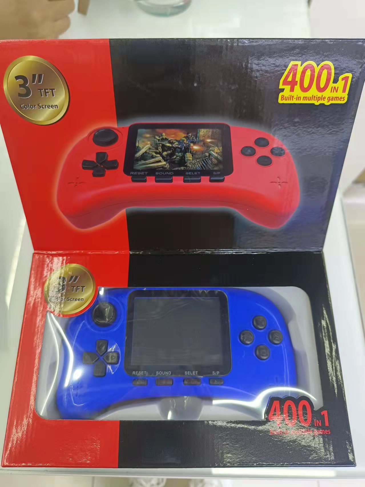 9801 Gamepad Style Color Screen Machine Built-In 400 Games With Blue, Red And Black Three Colors Puzzle Class Item Picture