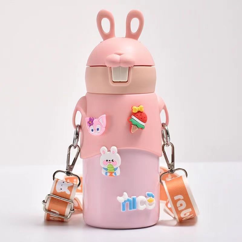New large-capacity insulated cup, Cute Rabbit Sports Straw cup, 316 stainless steel, high appearance level outdoor portable water cup undefined