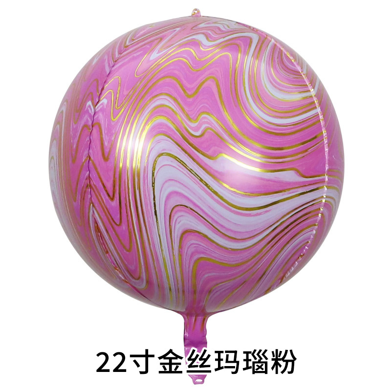 Cross-border 22-inch golden thread agate 4D round ball aluminum film balloon wedding birthday party decoration and arrangement aluminum foil balloon pic 2