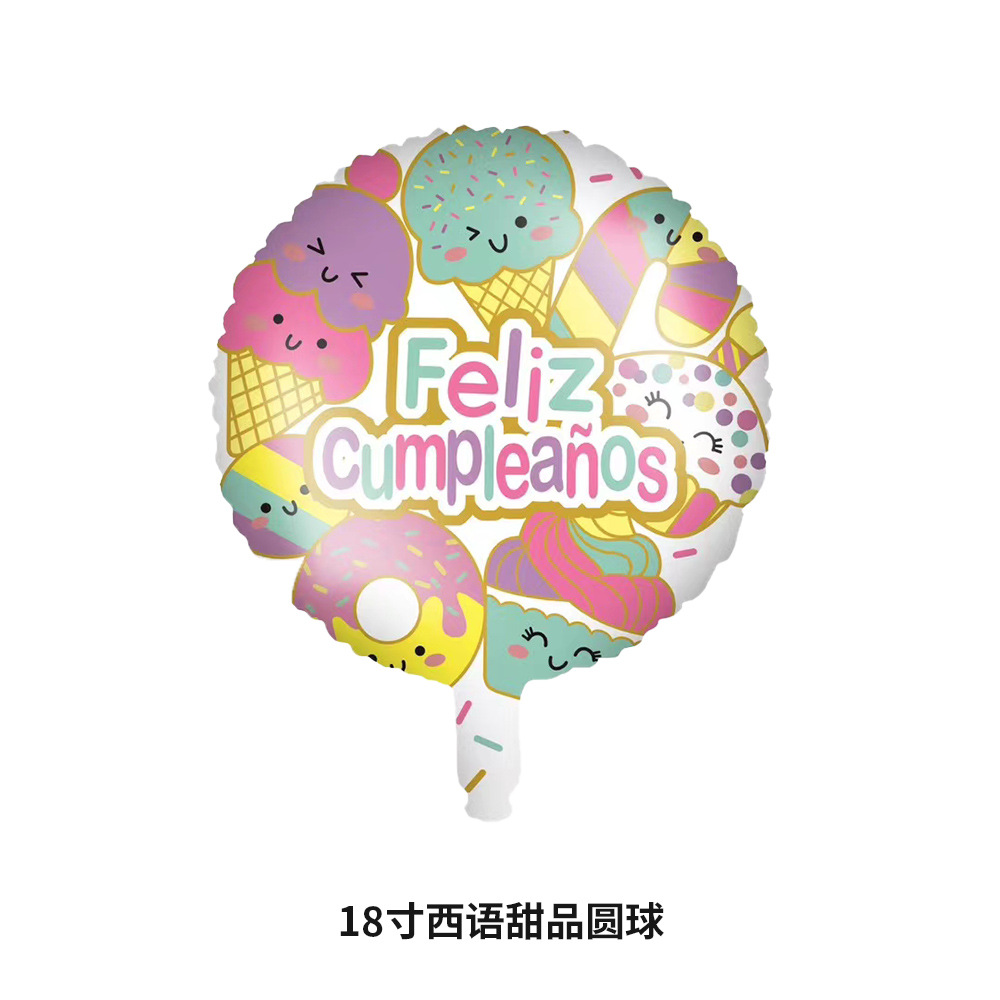 Cross-border new cartoon cute candy ice cream, crutch-shaped aluminum film balloon, children's birthday party decoration pic 5
