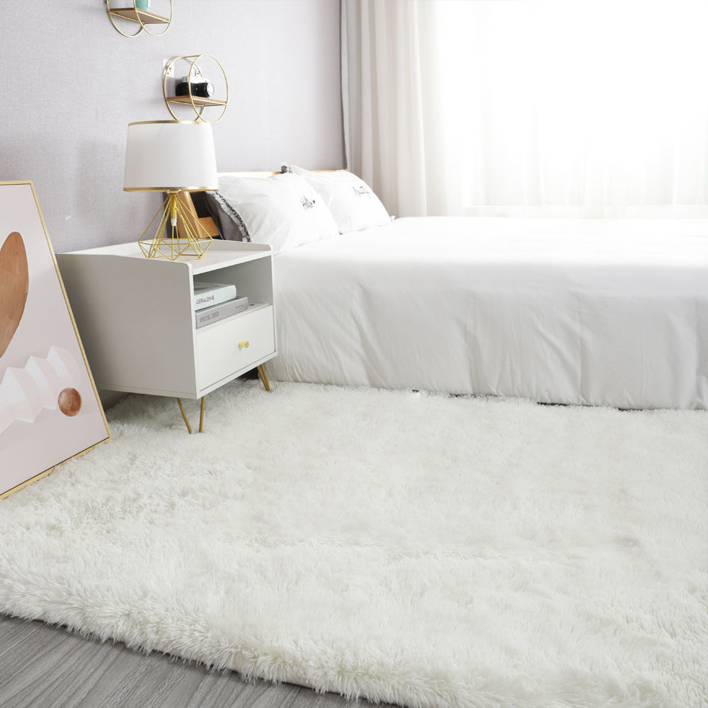 Bedroom bed long hair plus velvet carpet floor mat ins covered living room room resistant to dirty sofa coffee table mat woolly carpet details Picture