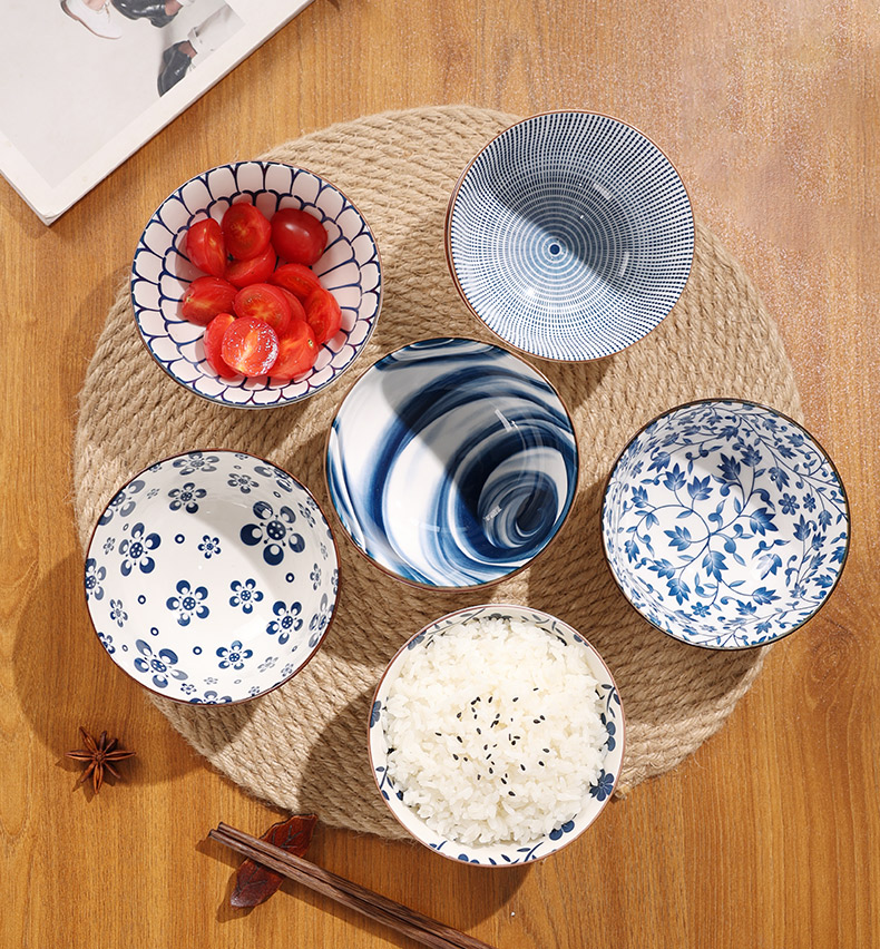 陶煲王6个装米饭碗4.5寸家用陶瓷手绘釉下彩餐具详情8
