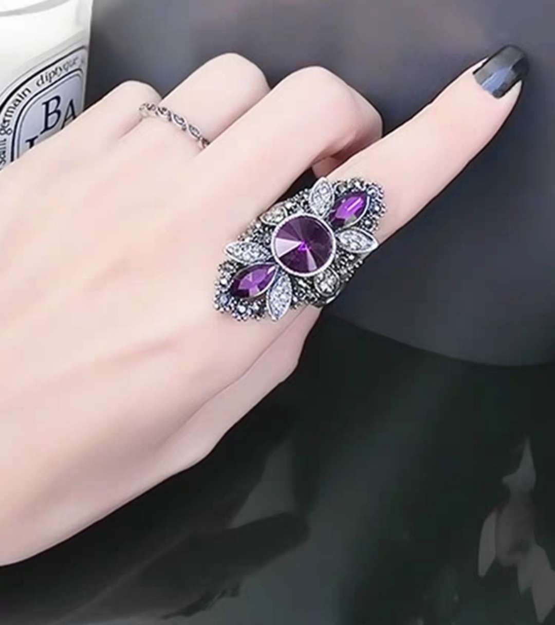 New ring female glass accessory Ring Ring/Ring Korean style retro exaggerated ladies