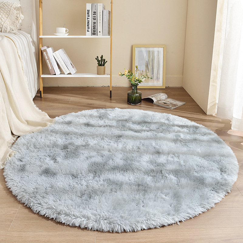 Nordic ins round carpet bedroom woolly carpet with plush floor mat long hair bedroom girl living room bed blanket hanging basket computer chair small floor mat dresser thickened full figure