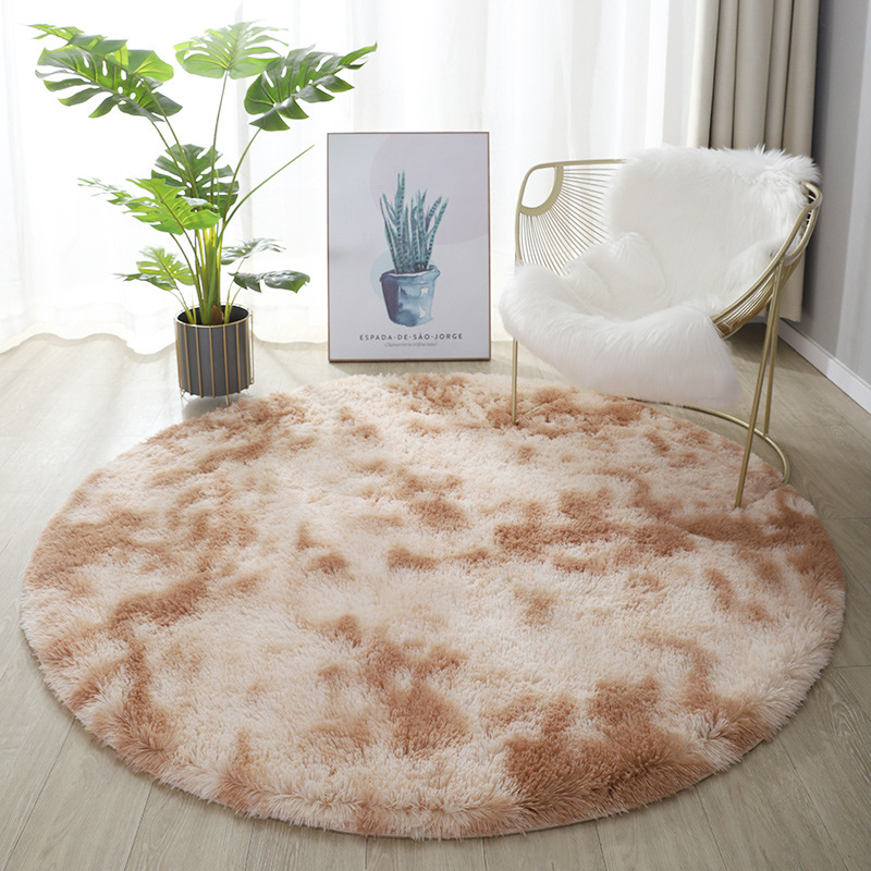 Nordic ins round carpet bedroom woolly carpet with plush floor mat long hair bedroom girl living room bed blanket hanging basket computer chair small floor mat dresser thickened Specification drawing