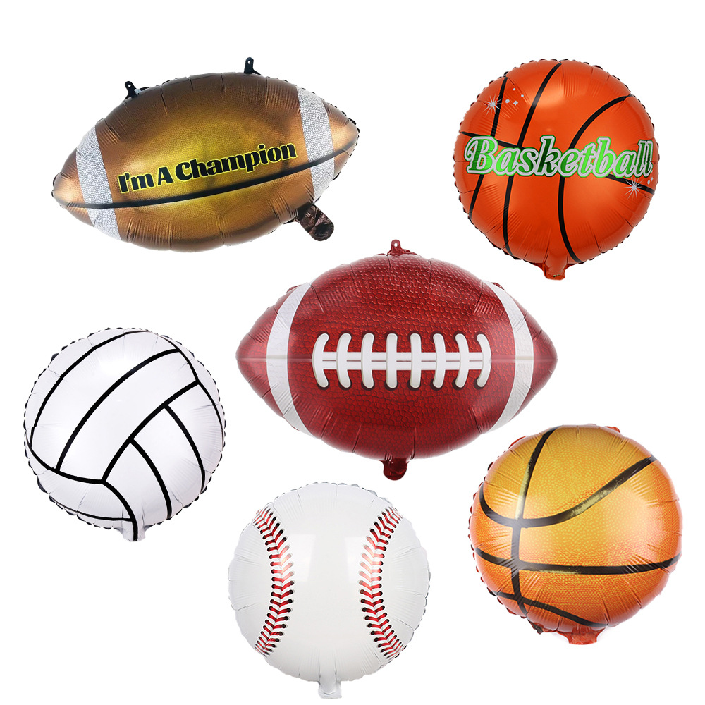 Cross a variety of sporting goods balloons Baseball volleyball basketball rugby aluminum film balloons birthday decorations