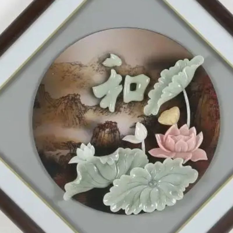 Feihong Jade Carving New Chinese Solid Wood Frame Pure Hand-Carved 70:70 Specification drawing