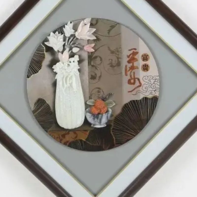 Feihong Jade Carving New Chinese Four-Corner Copper Solid Wood Frame Specification drawing