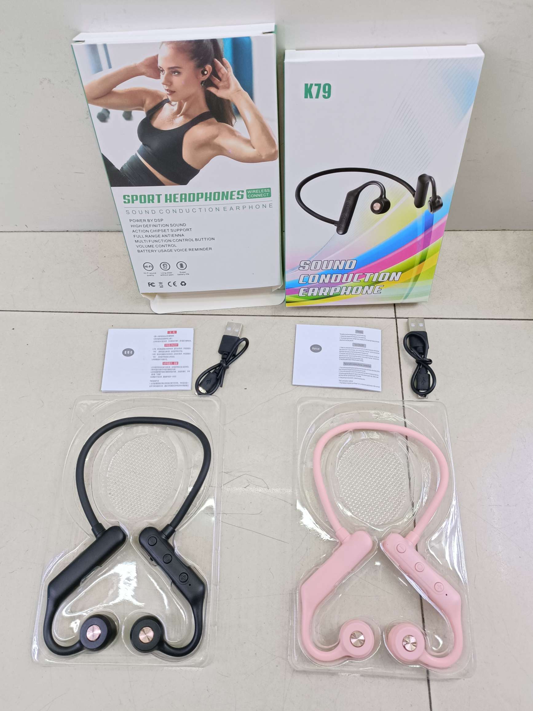 K79 Bone Conduction Sports Bluetooth Headphones Wireless headphones Wireless ear hanging neck running sports headphones