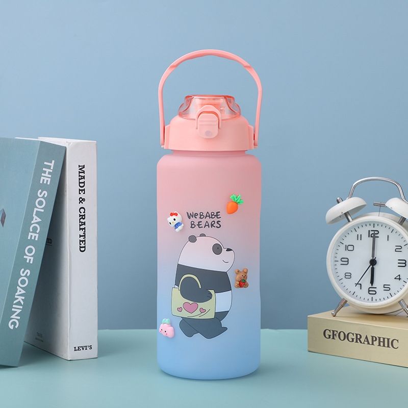 Large-capacity plastic straws, large water cups, plastic wholesale water bottles, high appearance level, chubby cups, water bottles, cute summer undefined