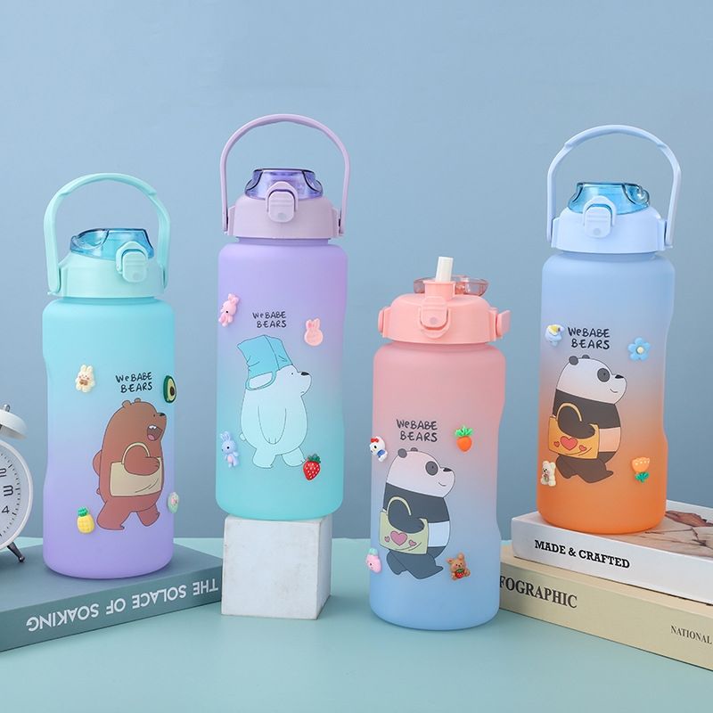 Large-capacity plastic straws, large water cups, plastic wholesale water bottles, high appearance level, chubby cups, water bottles, cute summer full figure