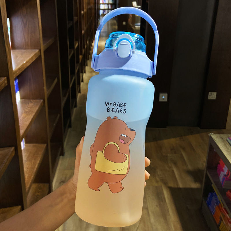 New 2000ML large-capacity cartoon cup with patterns, a popular plastic gradient color water cup undefined