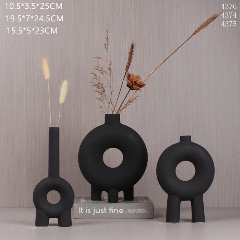 New Nordic modern creative geometric ceramic vase model room living room TV cabinet decorative display handicraft