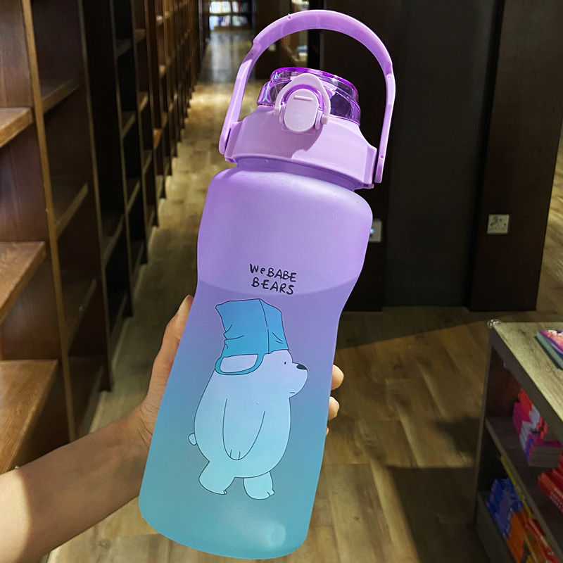 New 2000ML large-capacity cartoon cup with patterns, a popular plastic gradient color water cup undefined