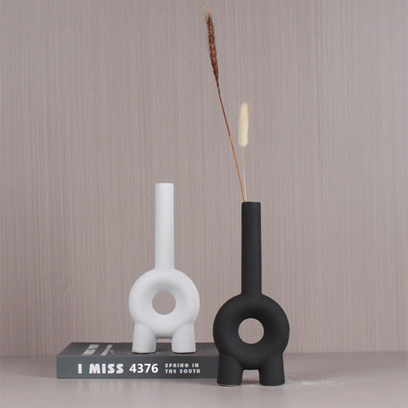 New Nordic modern creative geometric ceramic vase model room living room TV cabinet decorative display handicraft Item Picture