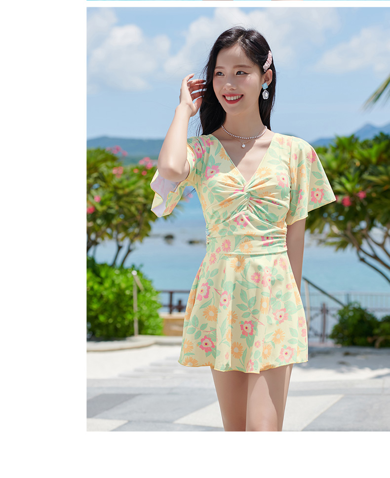 Conservative swimsuits for women to look slimmer and cover the belly while soaking in hot springs. Korean Instagram fairy-like one-piece 2022 new fashionable skirt-style swimsuits pic 11