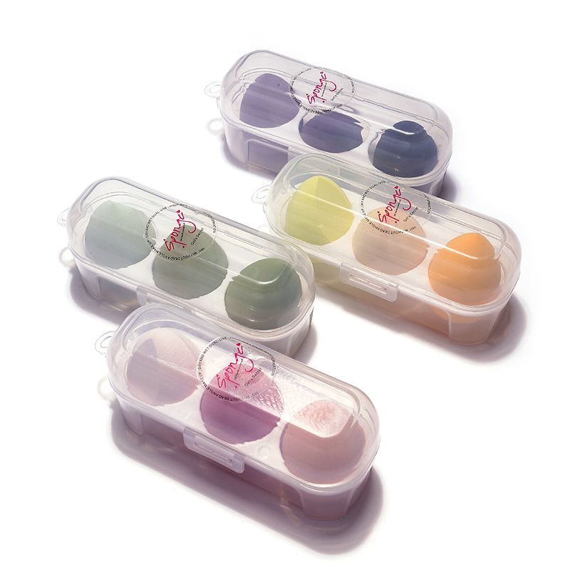 Egg Case Powder Puff With Cut Face Beauty Egg Case Makeup Egg Diagonal Cut Super Soft No Powder Dry And Wet Wholesale Vitality Orange Item Picture