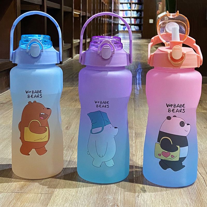 New 2000ML large-capacity cartoon cup with patterns, a popular plastic gradient color water cup undefined