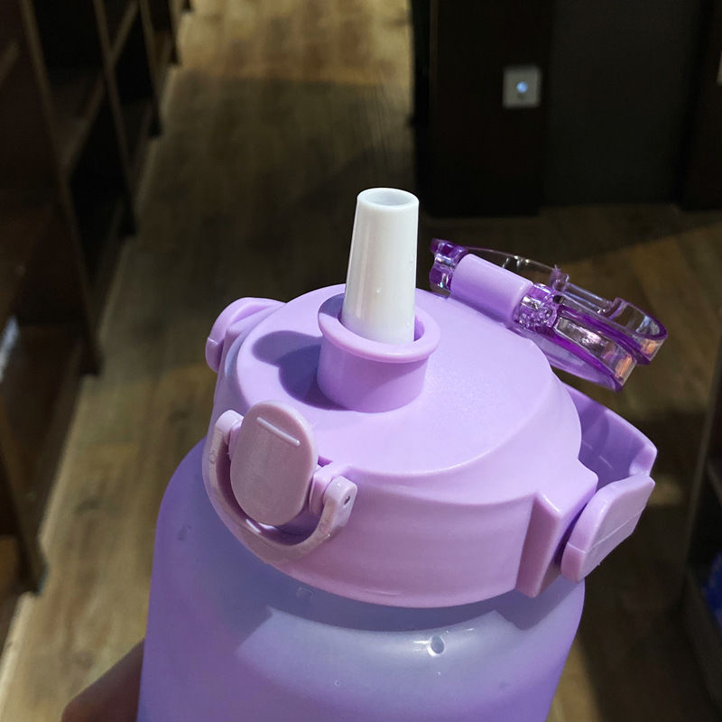 New 2000ML large-capacity cartoon cup with patterns, a popular plastic gradient color water cup undefined