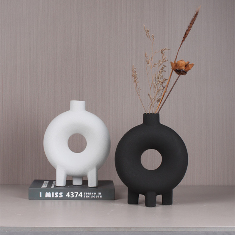 New Nordic modern creative geometric ceramic vase model room living room TV cabinet decorative display handicraft Specification image