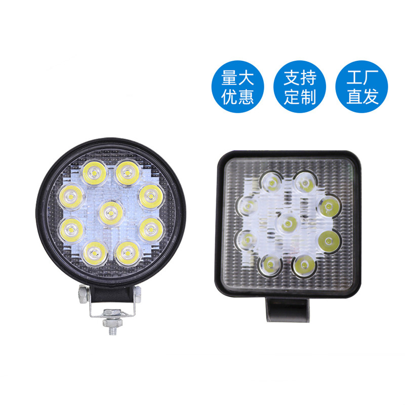 Car lights modified work lights off-road vehicle spotlights Wrangler lights circular thin auxiliary spotlight 27WLED motorcycle electric vehicle lights modified automotive supplies automotive supplies automotive accessories