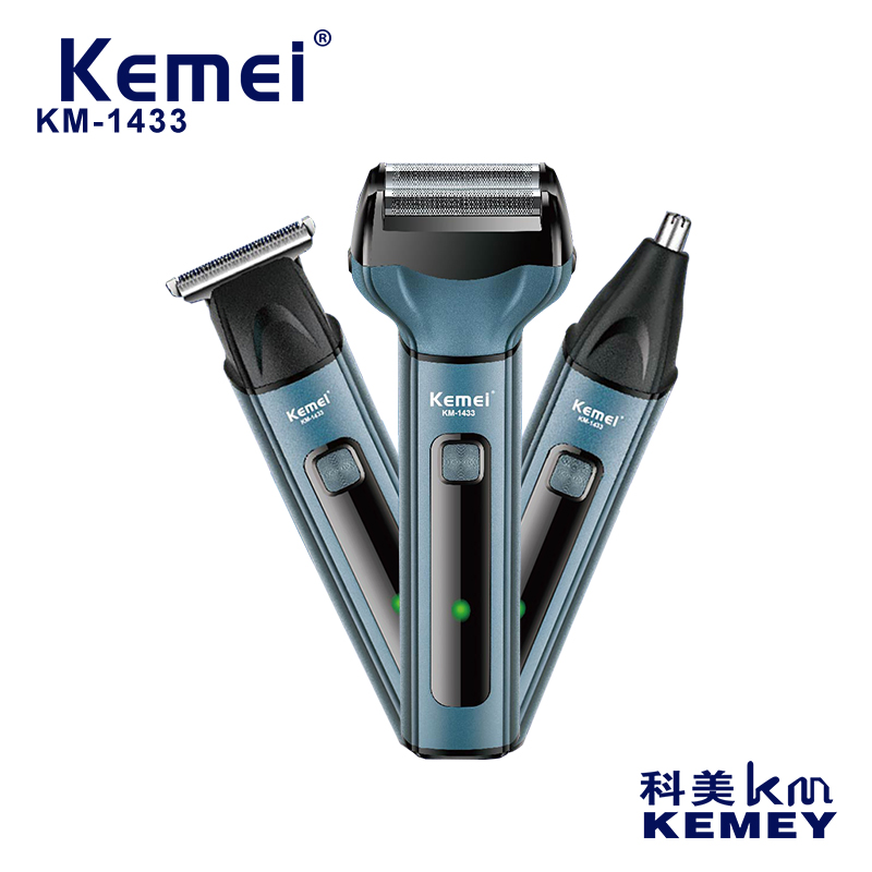 Cross-border manufacturers directly supply Kemi KM-1433 Amazon explosive haircut nose hair trim shaver multi-functional USB shaver
