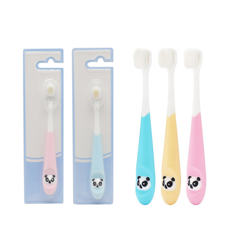 2022 new cartoon children's fine hair toothbrush baby soft hair toothbrush baby soft hair small head deciduous teeth guard toothbrush thumbnail